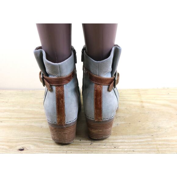 Dansko Boots Womens 8 Hartley Gray Brown Leather Ankle Buckle Shoes - Picture 9 of 16